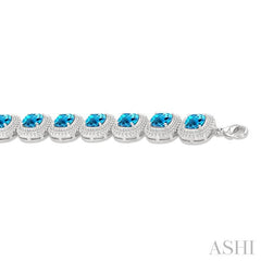 ASHI Silver Cushion Shape Gemstone & Diamond Bracelet 89898PPSSBTSLTB