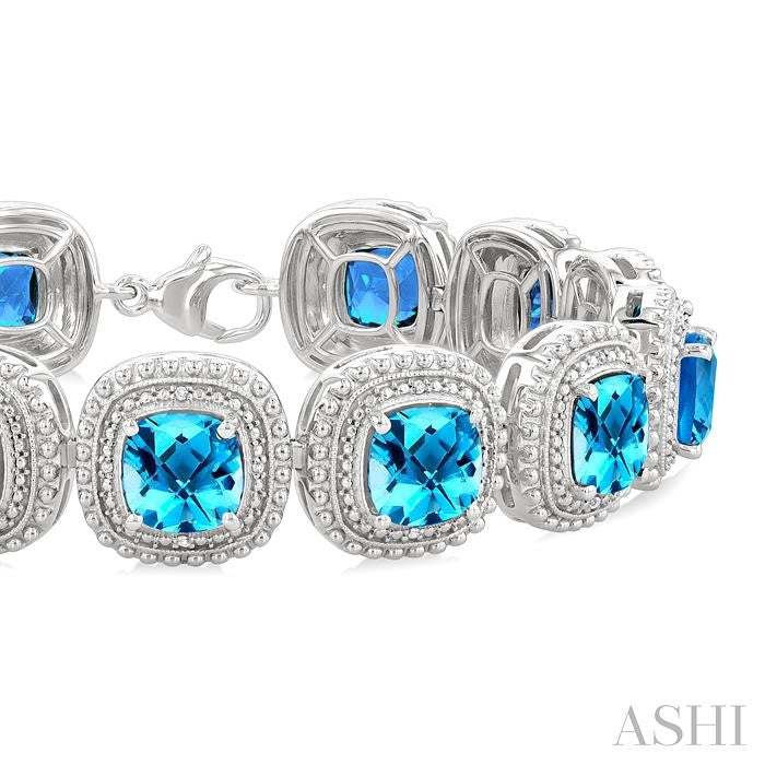 ASHI Silver Cushion Shape Gemstone & Diamond Bracelet 89898PPSSBTSLTB