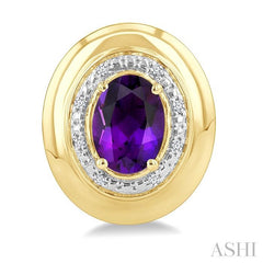 ASHI Gold Vermeil Bold Oval Shape Gemstone & Diamond Earrings 898A9PPSSAMSLER-OVGV