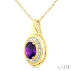 ASHI Gold Vermeil Bold Oval Shape Gemstone & Diamond Pendant 898A9PPSSAMSLPD-OVGV