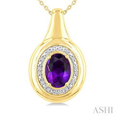 ASHI Gold Vermeil Bold Oval Shape Gemstone & Diamond Pendant 898A9PPSSAMSLPD-OVGV