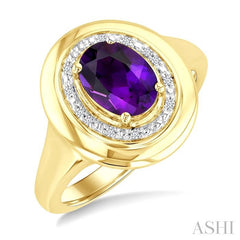 ASHI Gold Vermeil Bold Oval Shape Gemstone & Diamond Ring 898A9PPSSAMSLRG-OVGV