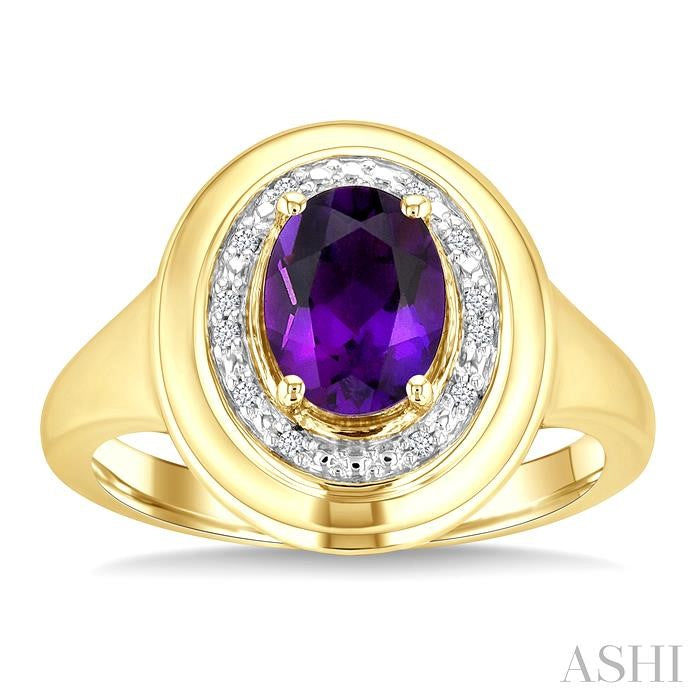 ASHI Gold Vermeil Bold Oval Shape Gemstone & Diamond Ring 898A9PPSSAMSLRG-OVGV
