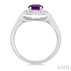 ASHI Silver Oval Shape Gemstone & Diamond Ring 898A9PPSSAMSLRG-OV