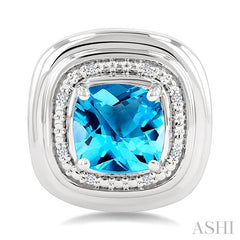 ASHI Silver Bold Cushion Shape Gemstone & Diamond Earrings 898A9PPSSBTSLER-CU