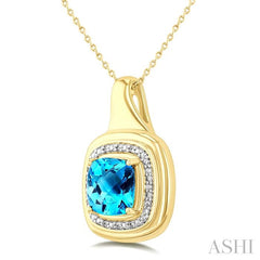ASHI Gold Vermeil Bold Cushion Shape Gemstone & Diamond Pendant 898A9PPSSBTSLPD-CUGV