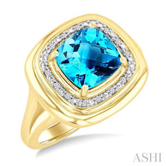 ASHI Gold Vermeil Bold Cushion Shape Gemstone & Diamond Ring 898A9PPSSBTSLRG-CUGV