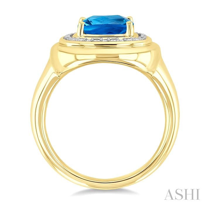 ASHI Gold Vermeil Bold Cushion Shape Gemstone & Diamond Ring 898A9PPSSBTSLRG-CUGV