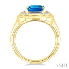 ASHI Gold Vermeil Bold Cushion Shape Gemstone & Diamond Ring 898A9PPSSBTSLRG-CUGV
