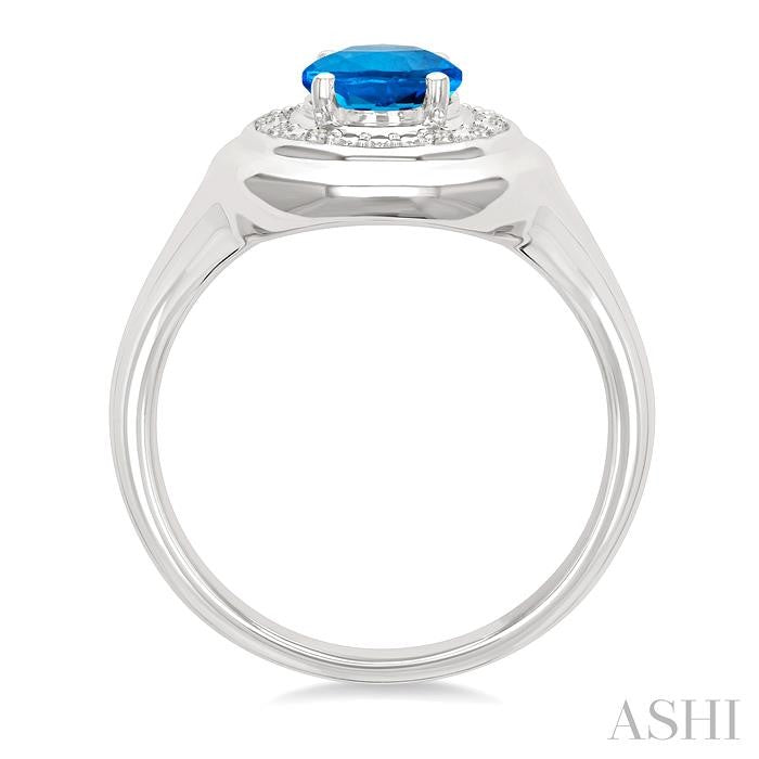 ASHI Silver Oval Shape Gemstone & Diamond Ring 898A9PPSSBTSLRG-OV