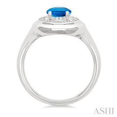 ASHI Silver Oval Shape Gemstone & Diamond Ring 898A9PPSSBTSLRG-OV