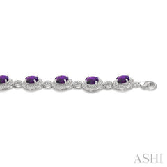 ASHI Silver Oval Shape Gemstone & Diamond Bracelet 89908PPSSAMSLTB