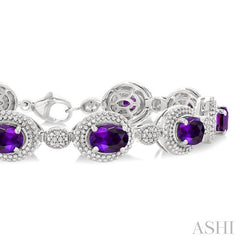 ASHI Silver Oval Shape Gemstone & Diamond Bracelet 89908PPSSAMSLTB