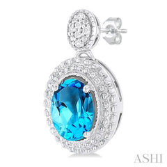 ASHI Silver Oval Shape Gemstone & Diamond Earrings 89909PPSSBTSLER
