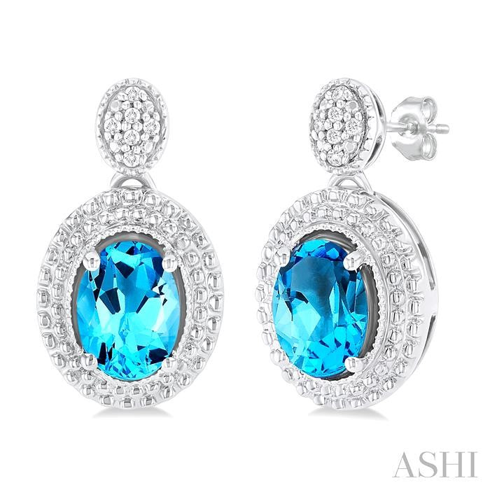 ASHI Silver Oval Shape Gemstone & Diamond Earrings 89909PPSSBTSLER