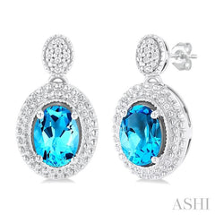 ASHI Silver Oval Shape Gemstone & Diamond Earrings 89909PPSSBTSLER