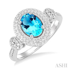 ASHI Silver Oval Shape Gemstone & Diamond Ring 89909PPSSBTSLRG