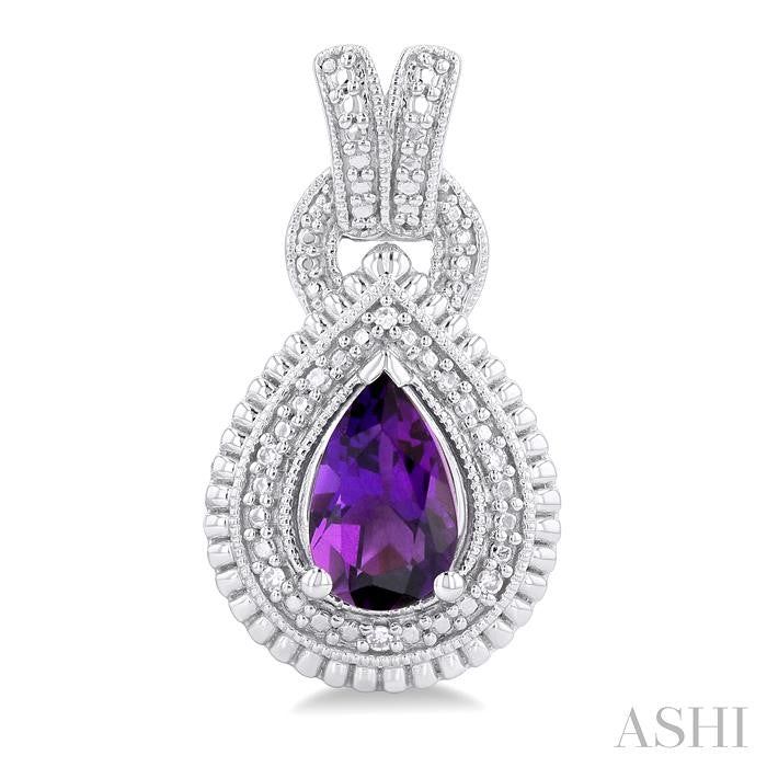 ASHI Silver Pear Shape Gemstone & Diamond Earrings 89919PPSSAMSLER