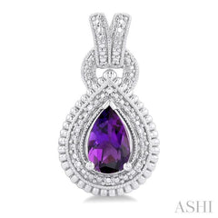 ASHI Silver Pear Shape Gemstone & Diamond Earrings 89919PPSSAMSLER