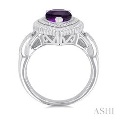 ASHI Silver Pear Shape Gemstone & Diamond Ring 89919PPSSAMSLRG