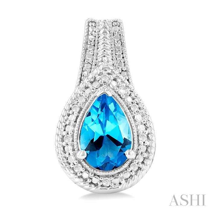 ASHI Silver Pear Shape Gemstone & Diamond Earrings 89949PPSSBTSLER