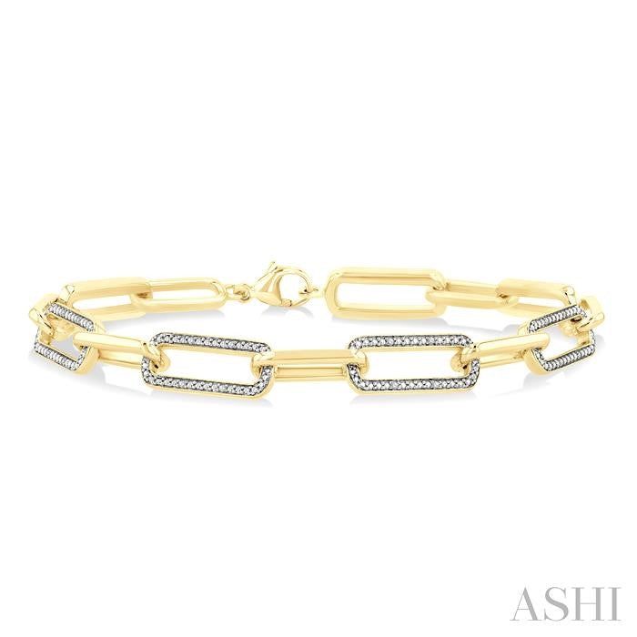 ASHI Gold Vermeil Bold Paperclip Diamond Fashion Bracelet 89970PPSSSLTB-GV