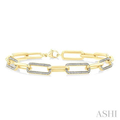 ASHI Gold Vermeil Bold Paperclip Diamond Fashion Bracelet 89970PPSSSLTB-GV