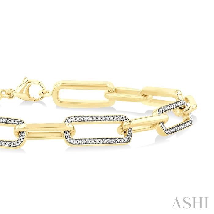 ASHI Gold Vermeil Bold Paperclip Diamond Fashion Bracelet 89970PPSSSLTB-GV
