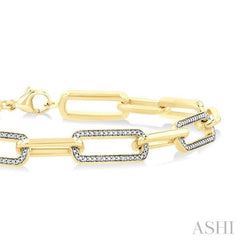 ASHI Gold Vermeil Bold Paperclip Diamond Fashion Bracelet 89970PPSSSLTB-GV
