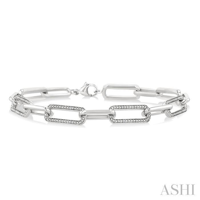 ASHI Silver Bold Paperclip Diamond Fashion Bracelet 89970PPSSSLTB