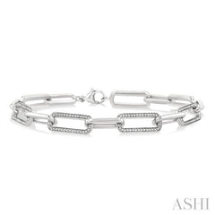 ASHI Silver Bold Paperclip Diamond Fashion Bracelet 89970PPSSSLTB