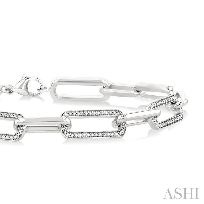 ASHI Silver Bold Paperclip Diamond Fashion Bracelet 89970PPSSSLTB