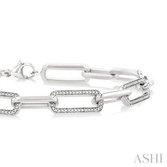 ASHI Silver Bold Paperclip Diamond Fashion Bracelet 89970PPSSSLTB