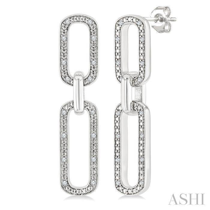 ASHI Silver Bold Paperclip Diamond Fashion Earrings 89978PPSSSLER