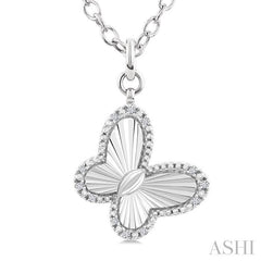ASHI Silver Butterfly Fluted Medallion Diamond Pendant 89988PPSSSLPD-BTF