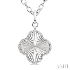 ASHI Silver Clover Fluted Medallion Diamond Pendant 89988PPSSSLPD-CLV