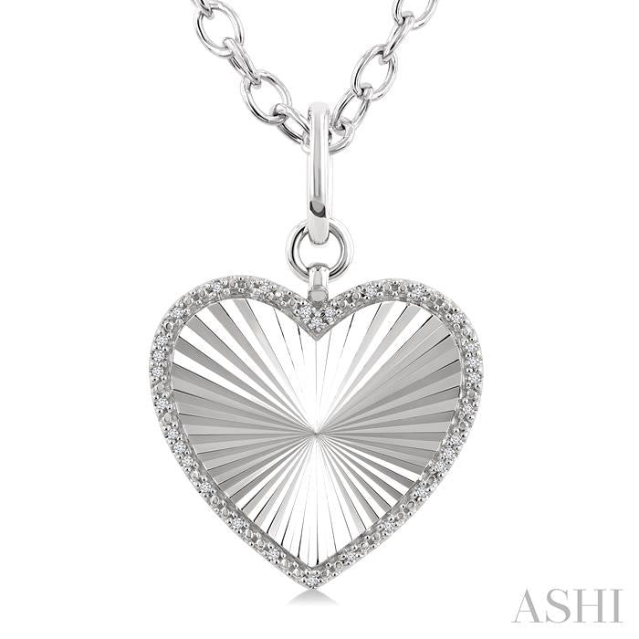 ASHI Silver Heart Fluted Medallion Diamond Pendant 89988PPSSSLPD-HT