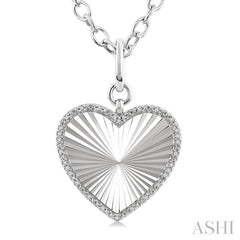 ASHI Silver Heart Fluted Medallion Diamond Pendant 89988PPSSSLPD-HT