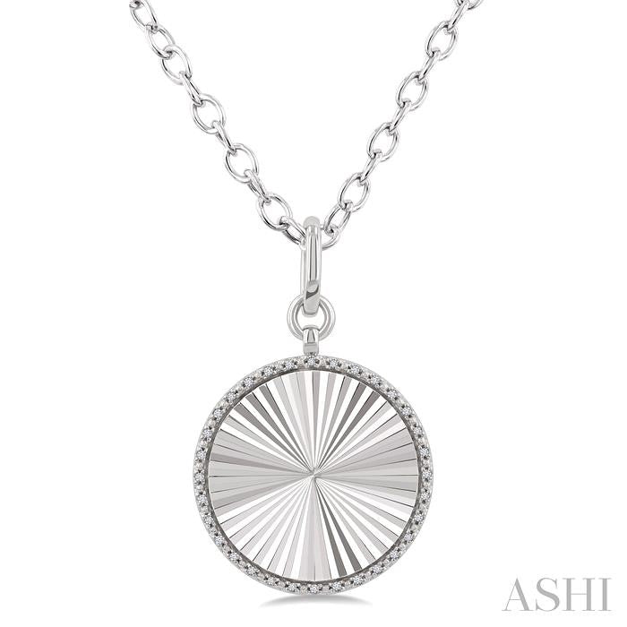ASHI Silver Circle Fluted Medallion Diamond Pendant 89988PPSSSLPD-RD