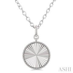 ASHI Silver Circle Fluted Medallion Diamond Pendant 89988PPSSSLPD-RD