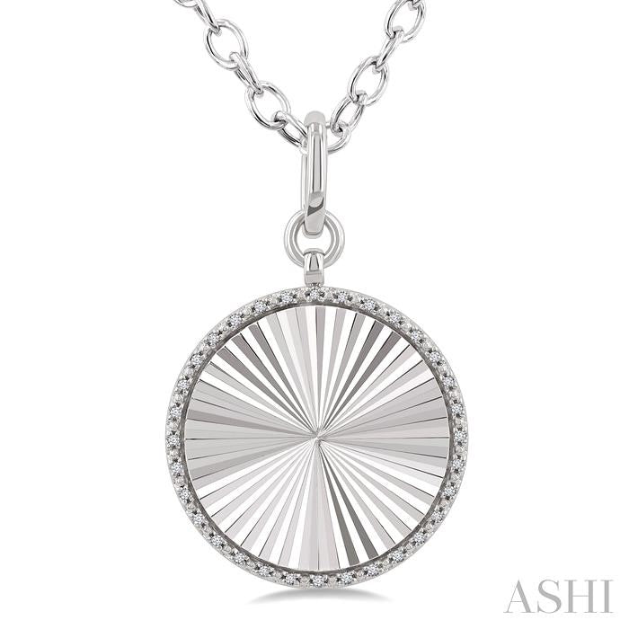 ASHI Silver Circle Fluted Medallion Diamond Pendant 89988PPSSSLPD-RD