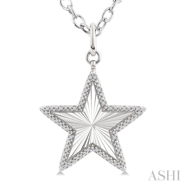 ASHI Silver Star Fluted Medallion Diamond Pendant 89988PPSSSLPD-STR