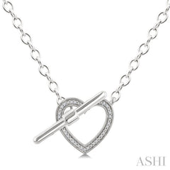 ASHI Silver Heart Toggle Diamond Fashion Necklace 89998PPSSSLNK-HT
