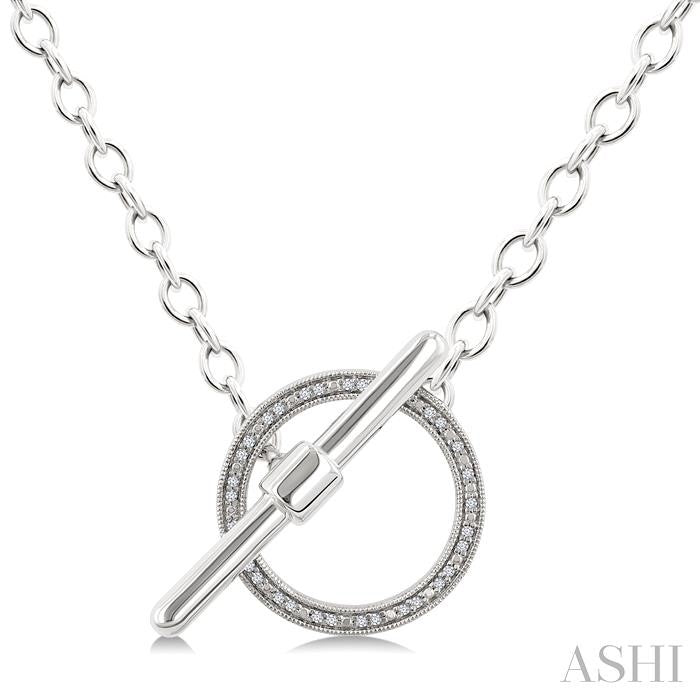 ASHI Silver Circle Toggle Diamond Fashion Necklace 89998PPSSSLNK-RD