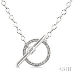 ASHI Silver Circle Toggle Diamond Fashion Necklace 89998PPSSSLNK-RD