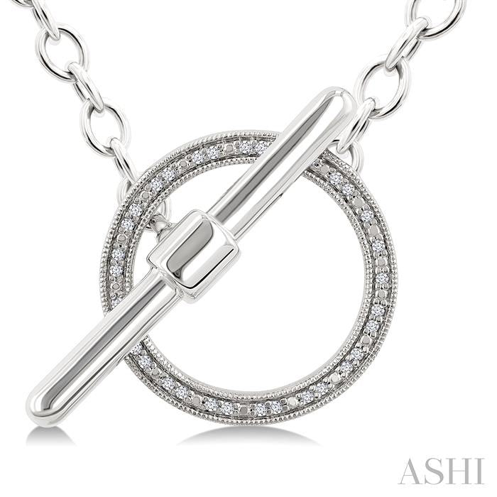 ASHI Silver Circle Toggle Diamond Fashion Necklace 89998PPSSSLNK-RD