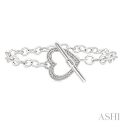 ASHI Silver Heart Toggle Diamond Fashion Bracelet 89998PPSSSLTB-HT