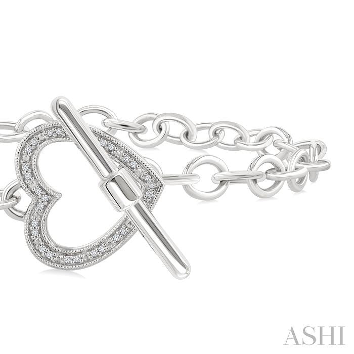ASHI Silver Heart Toggle Diamond Fashion Bracelet 89998PPSSSLTB-HT