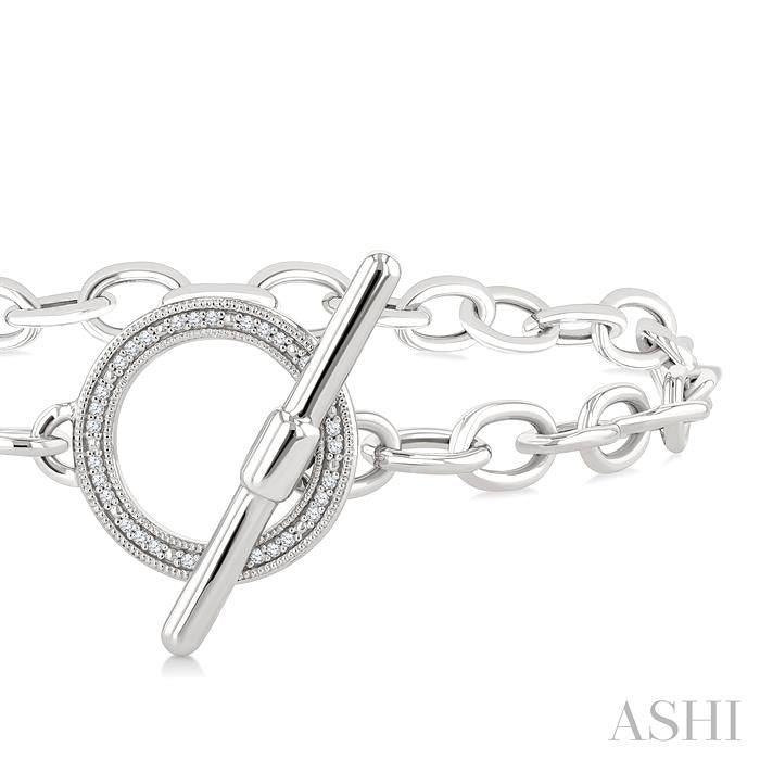 ASHI Silver Circle Toggle Diamond Fashion Bracelet 89998PPSSSLTB-RD