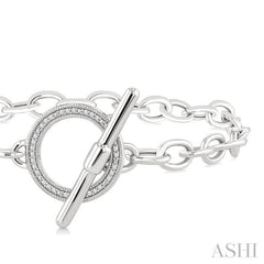 ASHI Silver Circle Toggle Diamond Fashion Bracelet 89998PPSSSLTB-RD